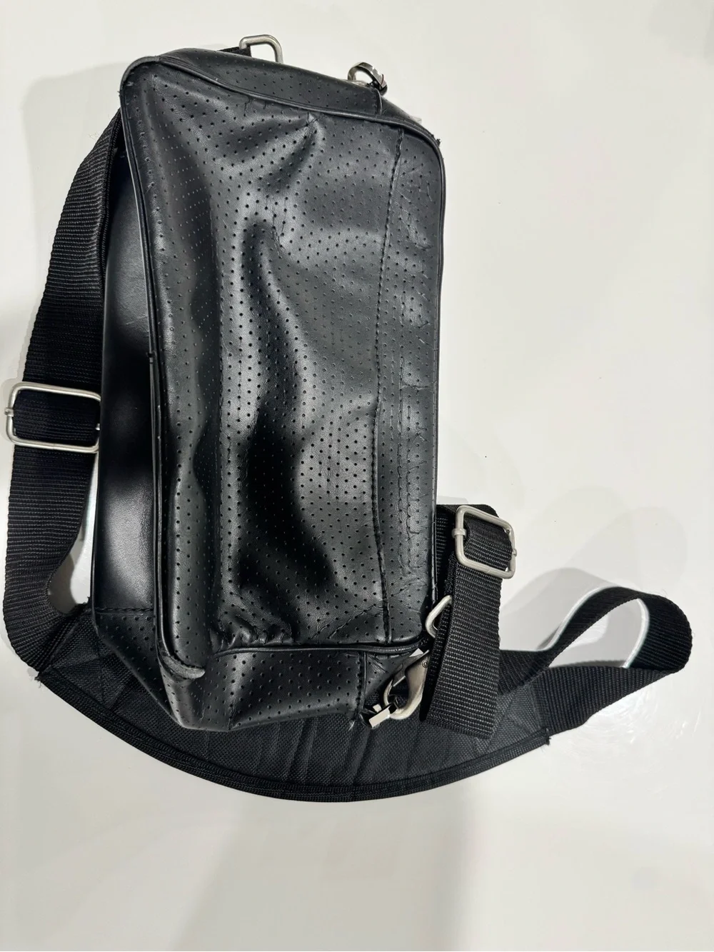 Michael Kors Black Perforated Dual-Pocket Messenger Bag
